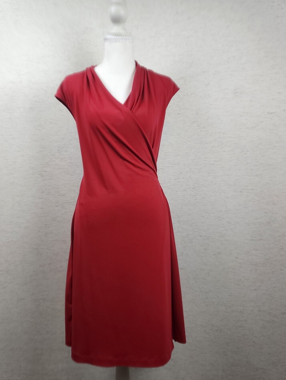 BCBG Cap Sleeve Faux-Wrap Red Dress